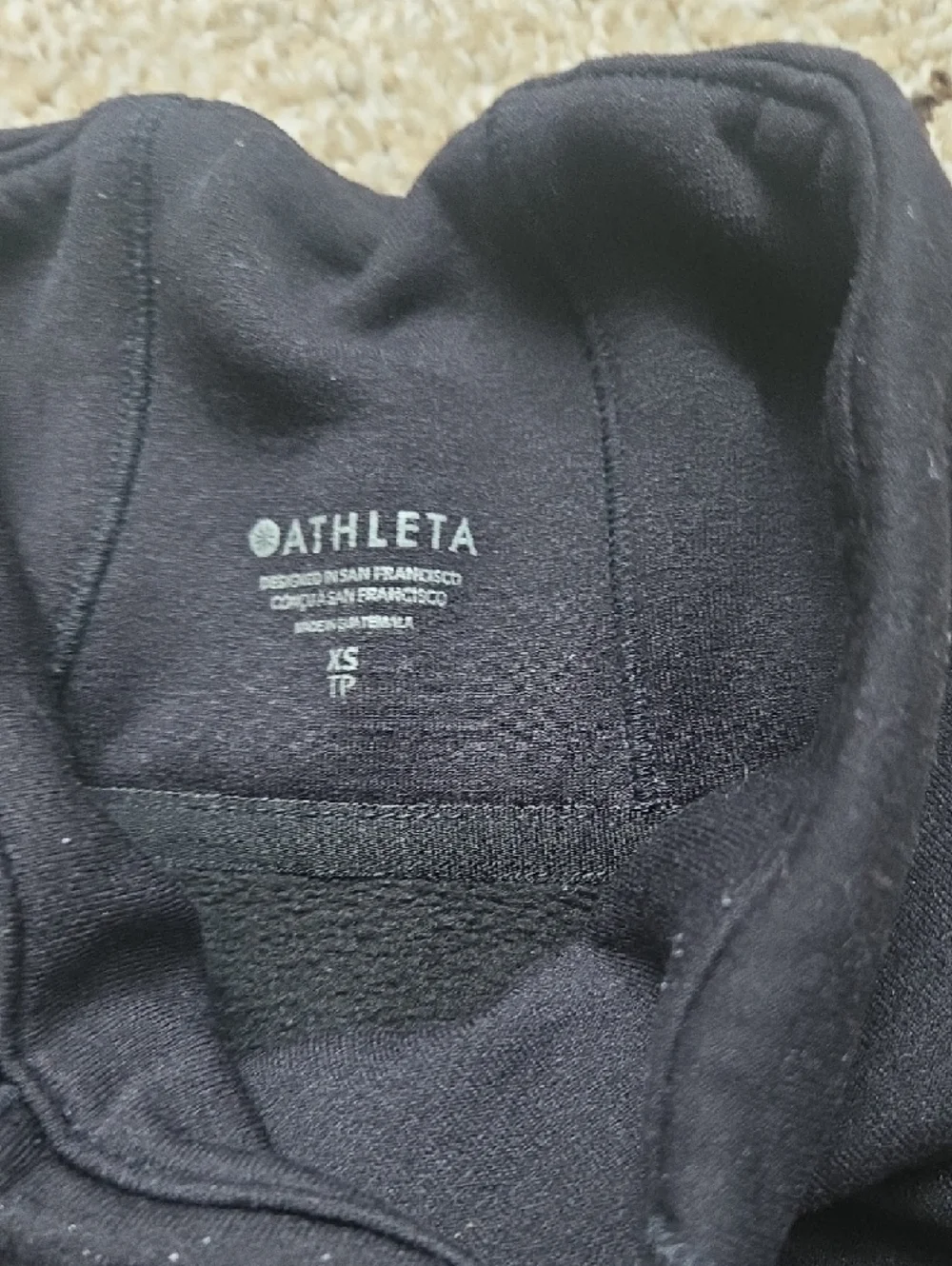 Athleta Black Pullover Hoodie with Branded Neck Print - Picture 2 of 6